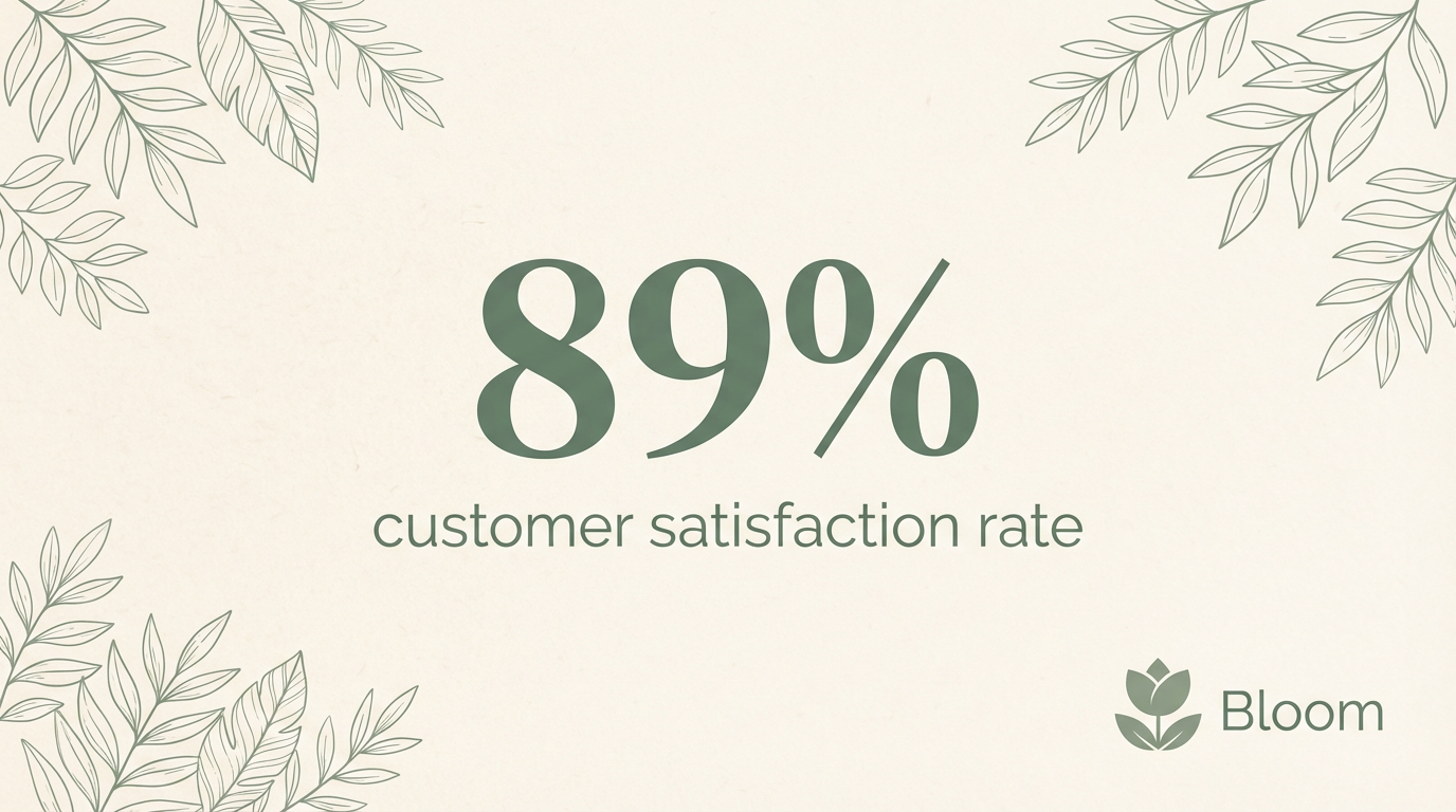 Bloom stat highlight -- 89% customer satisfaction