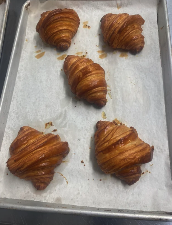 Bad phone photo of a croissant