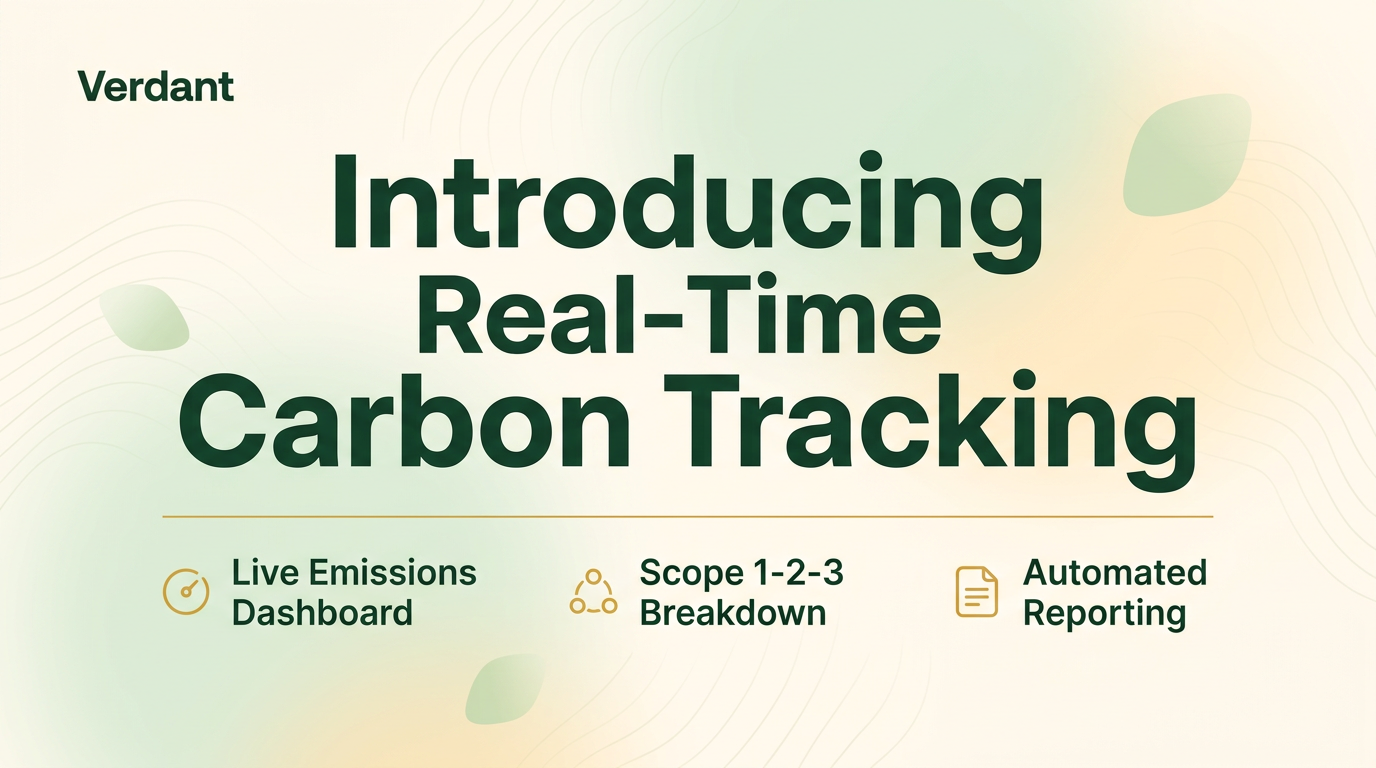 Verdant announcement — Real-Time Carbon Tracking with three feature highlights
