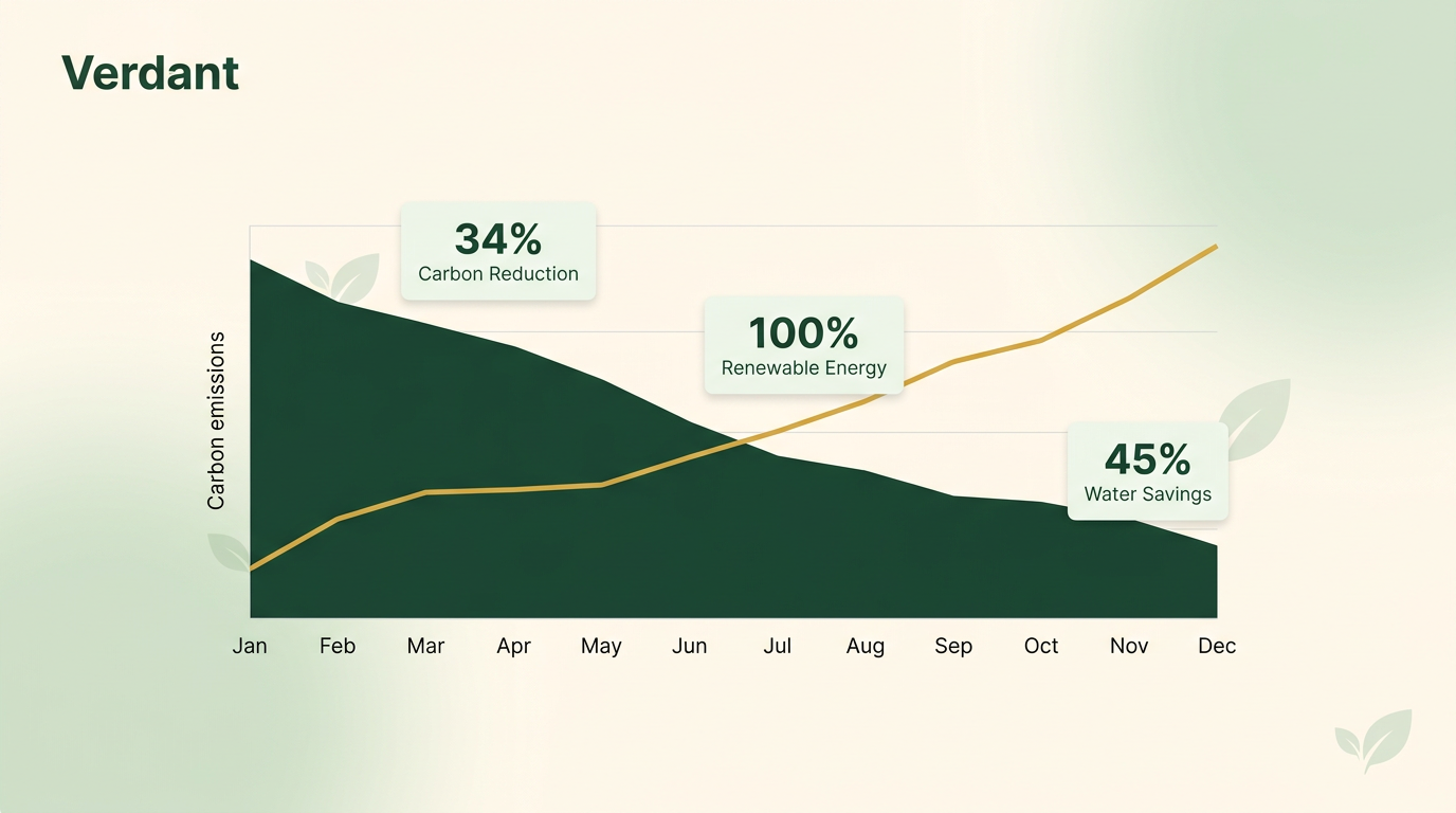 On-brand Verdant image — clean data visualization, forest green and amber palette, cream background, leaf motifs